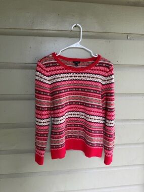 Talbots Fair Isle Sweater – Red/Cream – Cozy Classic